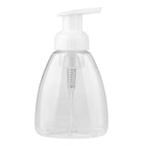 Distributeur moussant transparent avec pompe blanche, idéal pour transformer le savon liquide en mousse légère et économique
