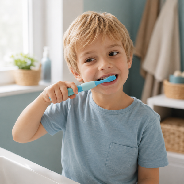Enfant se brossant les dents avec une brosse adaptée, hygiène et autisme