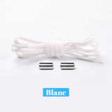 Lacets élastiques blancs avec fermoirs métalliques, parfaits pour un maintien optimal et un look épuré