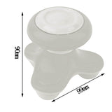 Masseur vibrant blanc avec indications de dimensions (90 mm de haut pour 99 mm de large) et câble USB