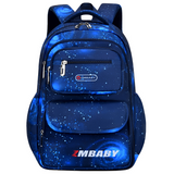 Sac à dos à compartiment, motif galaxie bleu, présenté de face